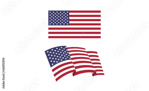 USA flag, national emblem of the United States of America. Vector design. Independence day patriotic symbol.