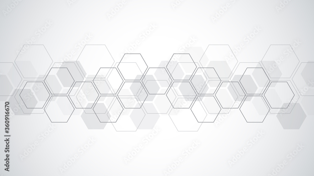 Abstract background with geometric shapes and hexagon pattern. Illustration for medicine, technology or science design.
