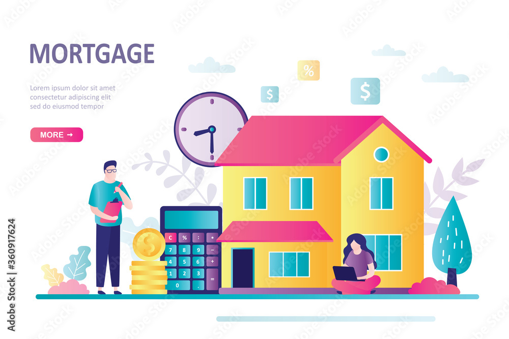 House loan or money investment to real estate. Couple buying new house. Concept mortgage.Businessman calculates home mortgage rate House loan or money investment to real estate. Couple buying new house. Concept mortgage.Businessman calculates home mortgage rate