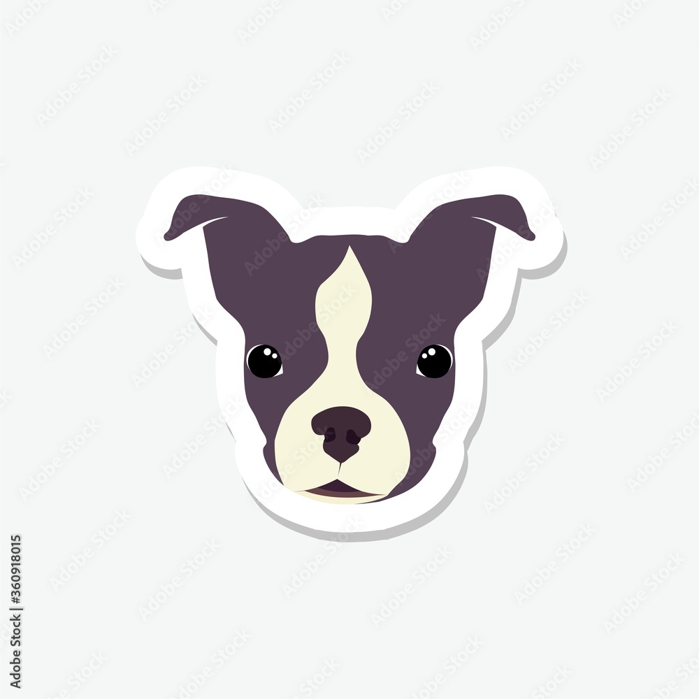 Dog head sticker icon isolated on gray background