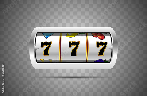 Lucky seven on slot machine. Vector.