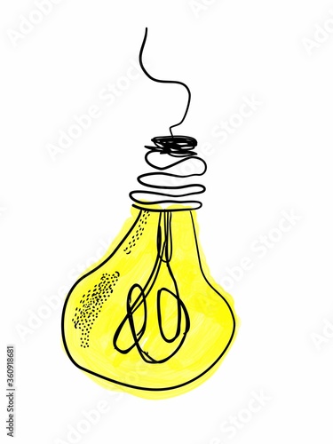 Hanging light bulb sketch drawing