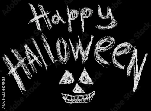 chalk drawing on a blackboard halloween