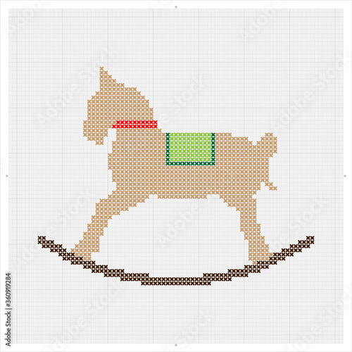 Horse Toy Cross Stitch, Animal Toy Icon