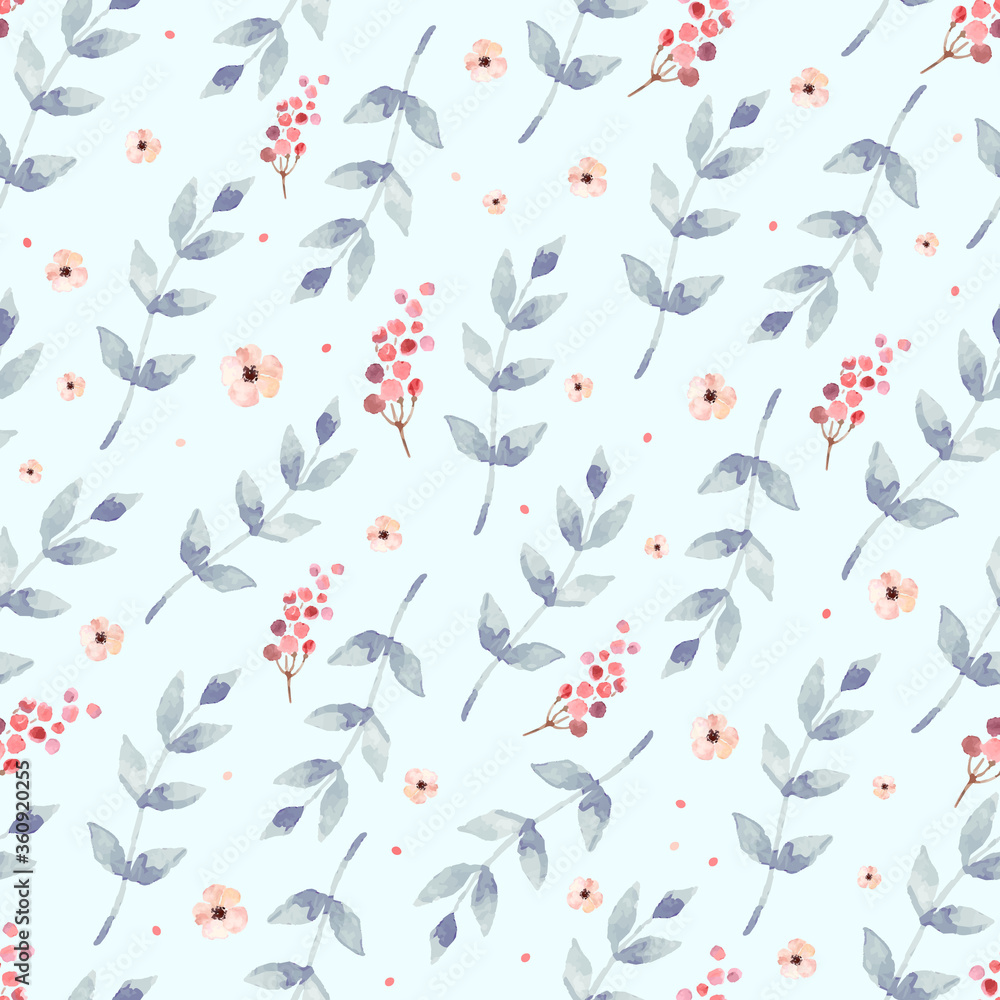 Watercolor seamless pattern with flowers. Floral background design.