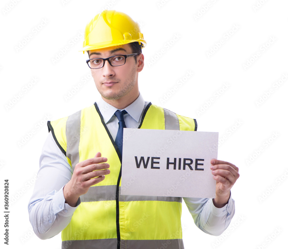 Construction supervisor in recrtuiment concept isolated on white Construction supervisor in recrtuiment concept isolated on white