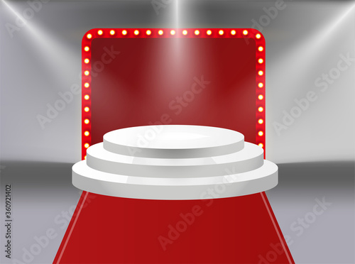 Winner banner. Win congratulations vintage frame. Talent show sign. Talented stage banner, snows scene red curtains and event invitation poster. Theater performance banner.
