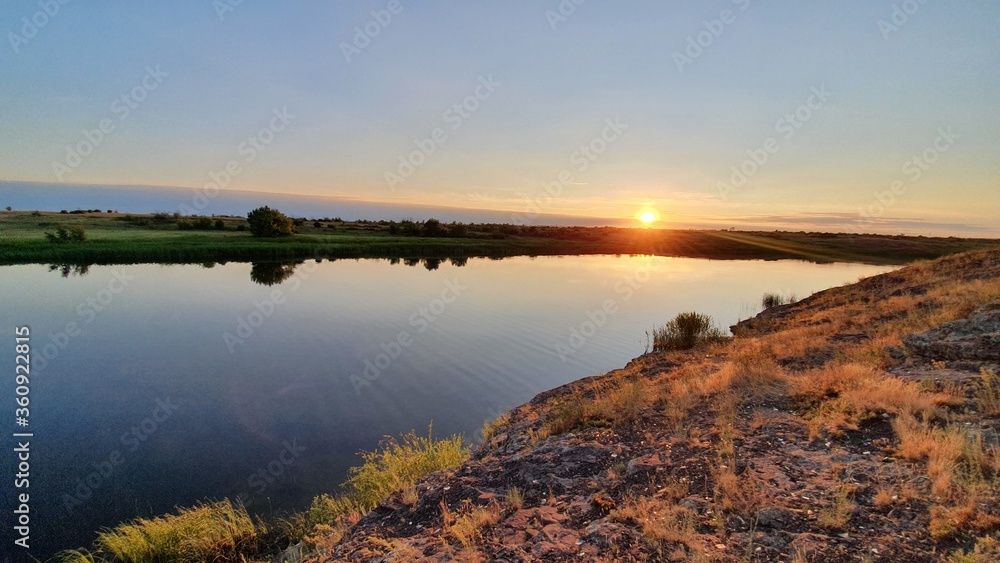 sunset over the river