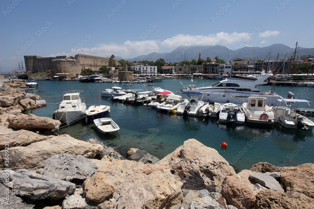 Medieval castle and harbor in Kyrenia (Girne), North Cyprus.