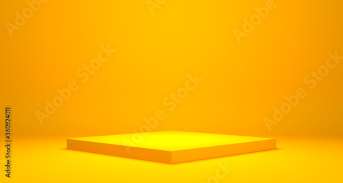 Empty podium or pedestal display on Color background with stand concept, Blank product shelf standing backdrop 3D rendering