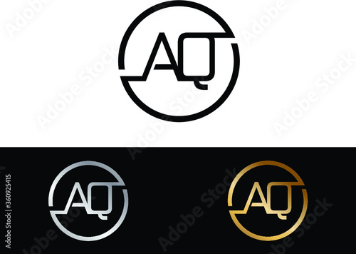 AQ initial letters circle shape business logo red and black color
