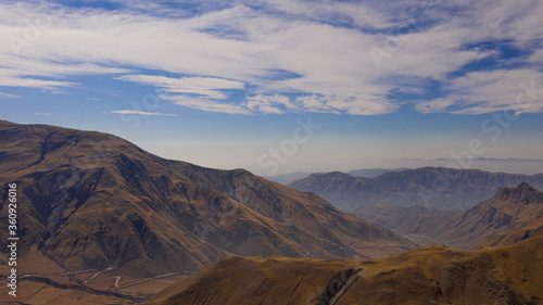 Aerial view of drones from Northern Argentina  mountains  valleys  routes and peaks.