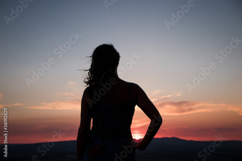 free calm woman silhouette enjoy sunset