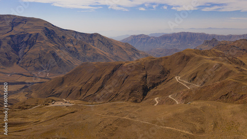 Aerial view of drones from Northern Argentina  mountains  valleys  routes and peaks.
