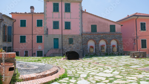 La piazza principale del piccolo borgo di Montemarcello, frazione di Ameglia. photo