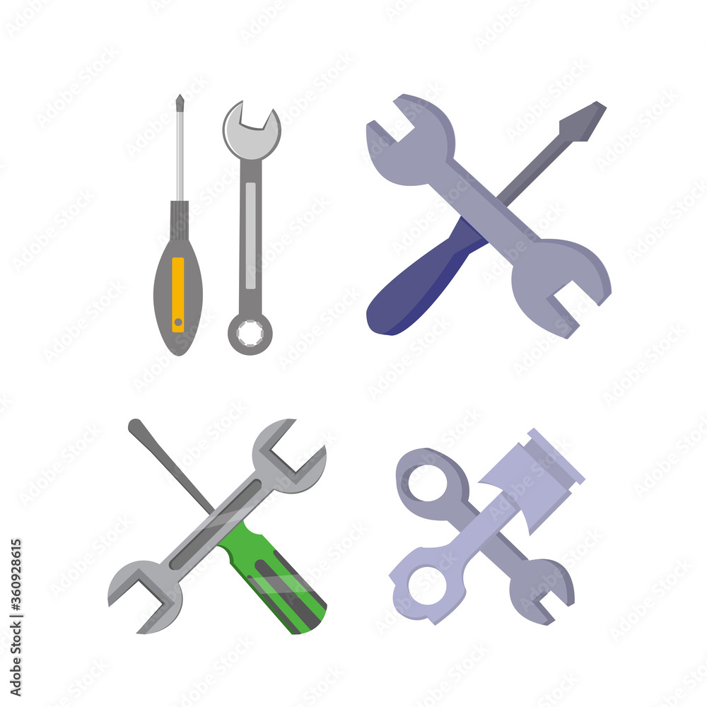 service icon. repair, wrench, screwdriver flat icon set with long shadow service icon. repair, wrench, screwdriver flat icon set with long shadow