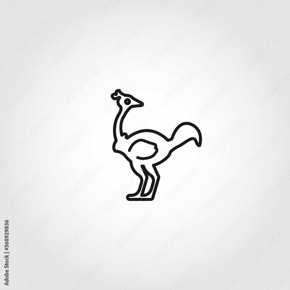 ostrich vector line icon on white background ostrich vector line icon on white background