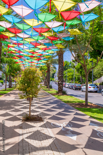 Colorful kites in Tel Aviv,...
