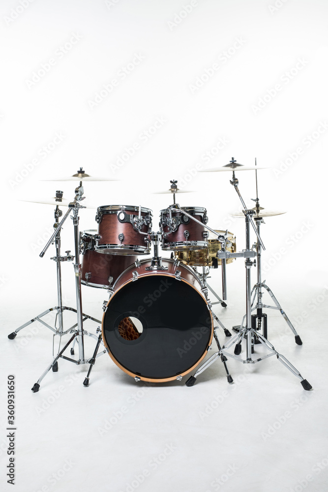 Drums set isolated on the white background.