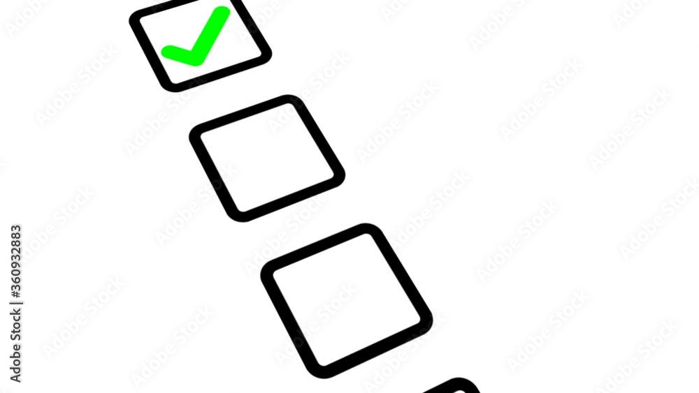 Right Checkbox Drawing a green check in a black square checkbox on white background ...
