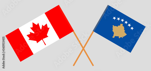 Crossed flags of Kosovo and Canada