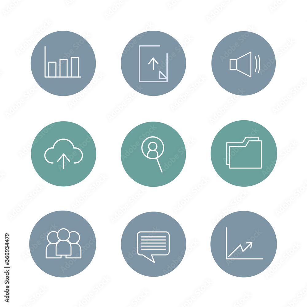 Business icons vector set. Business icons with colorful backgrounds. Can be used for websites, infographics.
