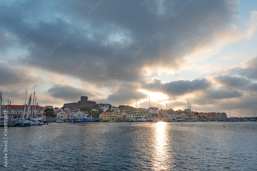 Marstrand at sunset the north port at the right