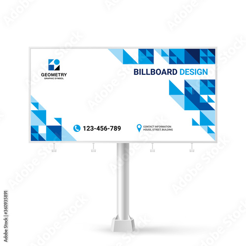 Billboard design with an abstract geometric background of triangles