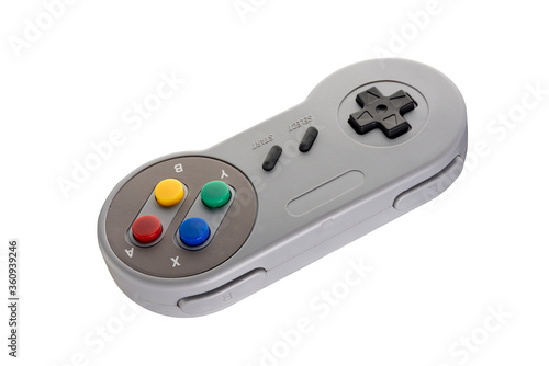 Retro gamepad isolated on a white background. Full depth of field.