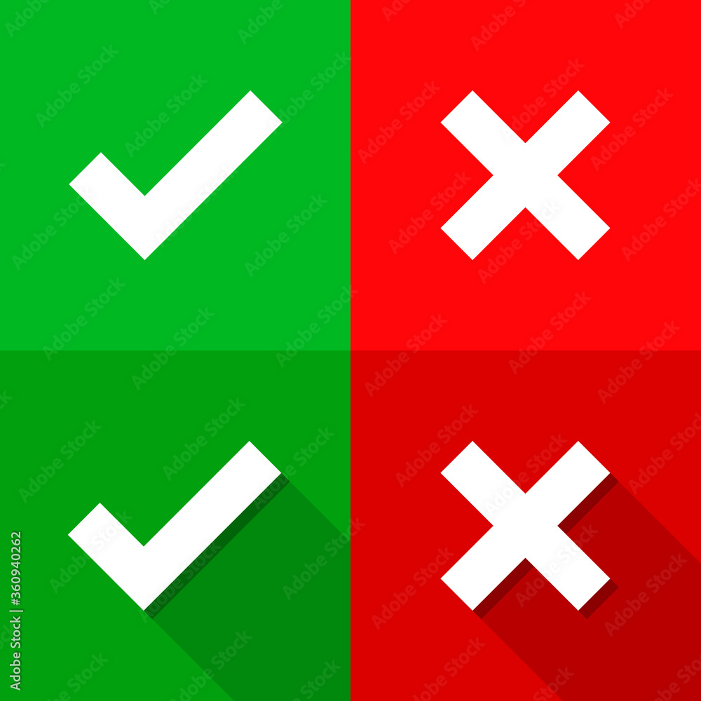 Obraz premium Vote cross red background and check mark green background.
