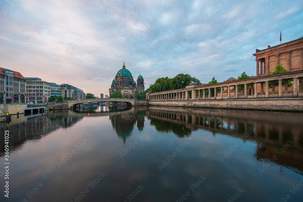 berlin cathedral at dawn from the river