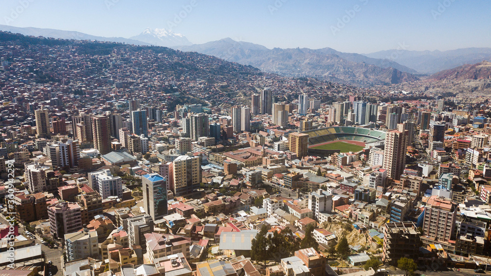 Aerial view of the city of La Paz, capital of Bolivia