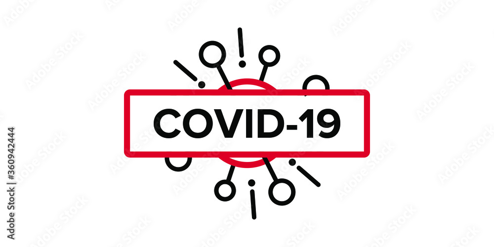 The concept of the inscription and drawing of the virus for typography with an empty place for text. Coronavirus (Covid-19). Vector logo design. Dangerous virus all over the world. Worldwide epidemic 
