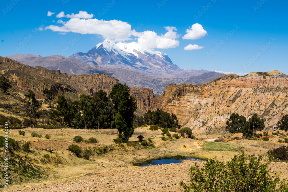 Palca Canyon and Illimani mountain, Bolivia. Beautiful mountains near La Paz Palca Canyon and Illimani mountain, Bolivia. Beautiful mountains near La Paz