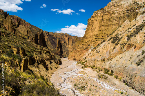 Palca Canyon – Bolivia. Beautiful canyon with yellowish rocks near the city of La Paz, Bolivia