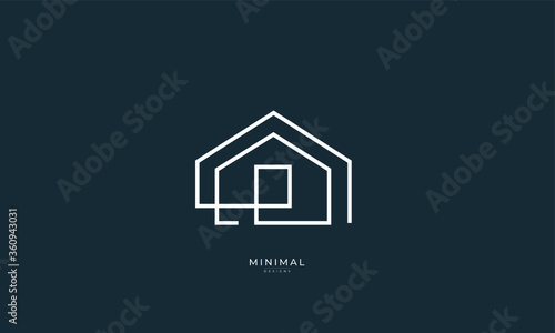 A line art icon logo of an abstract house, real estate 