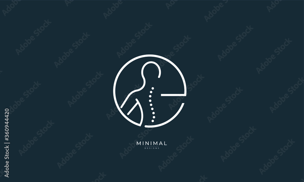 A minimal abstract icon logo of a spine with a person back inside a letter E A minimal abstract icon logo of a spine with a person back inside a letter E
