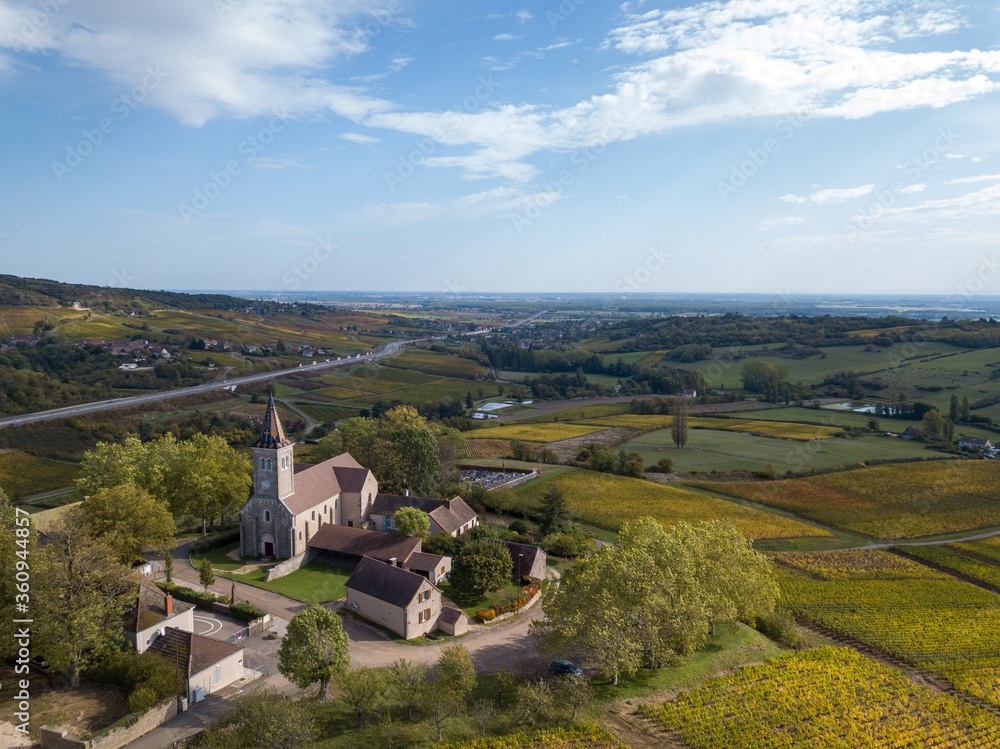 paysage, campagne,  drone, bourgogne