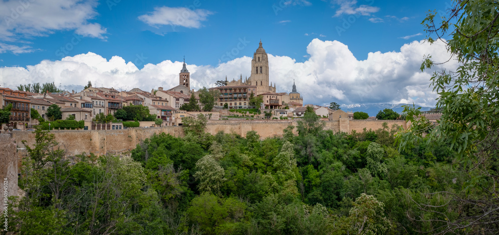 Panoramic view of Segovia cityscape, Spain