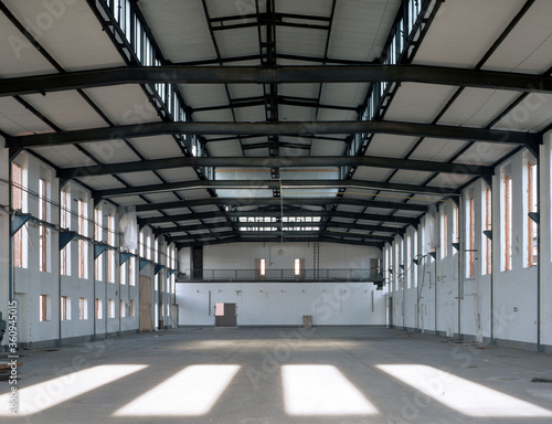 indoor photography of an empty industrial hall