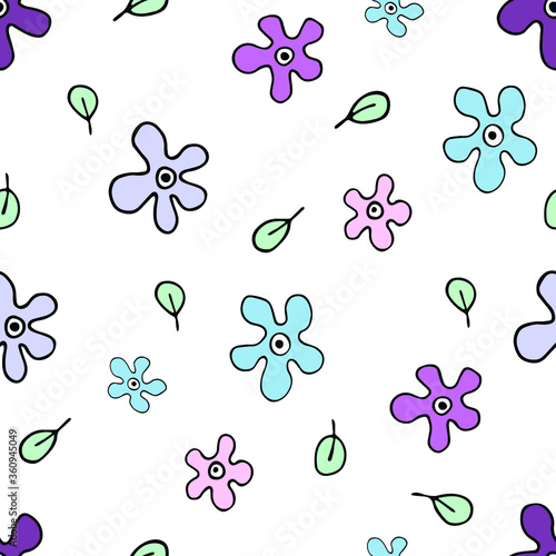 Dragonfly and flowers pattern. Vector Image. Illustration 