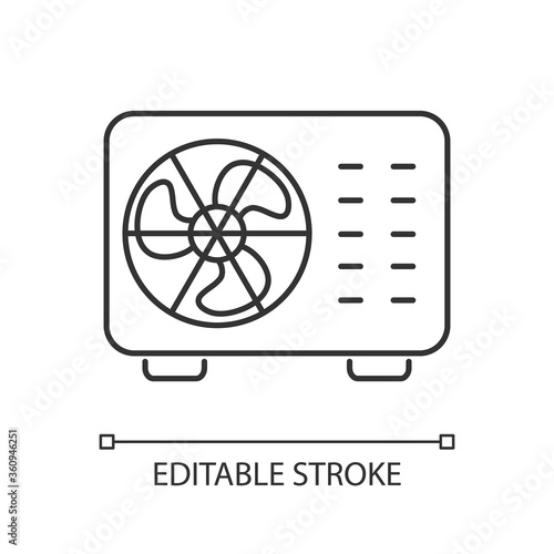 Split air conditioner linear icon. Interior environment refrigeration system thin line customizable illustration. Contour symbol. Mini split AC vector isolated outline drawing. Editable stroke