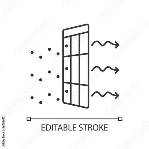 AC filter linear icon. Home interior environment ventilation thin line customizable illustration. Contour symbol. Conditioning system. Vector isolated outline drawing. Editable stroke