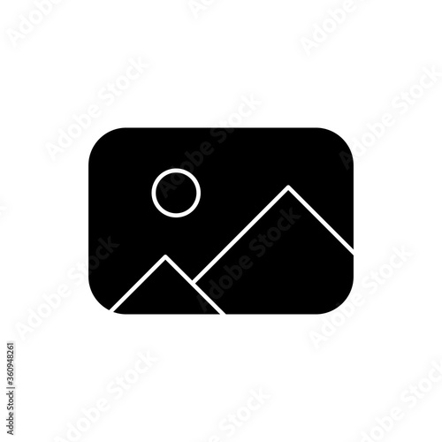 Placeholder black glyph icon. Image gallery. Photo thumbnail. Available album. Digital media. Multimedia file. Visual content. Silhouette symbol on white space. Vector isolated illustration