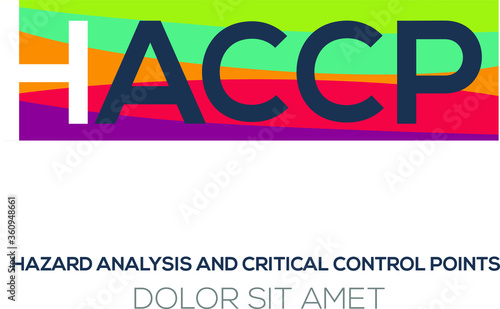 Creative colorful logo , haccp mean (hazard analysis and critical control points) .