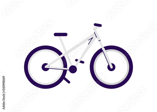 Mountain bicycle semi flat RGB color vector illustration. Professional pedal vehicle, sportive transportation for extreme terrain. Bike with thick tires isolated cartoon object on white background
