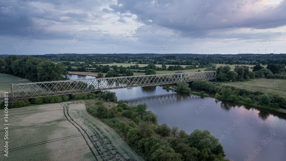 abandoned railway bridge over the river