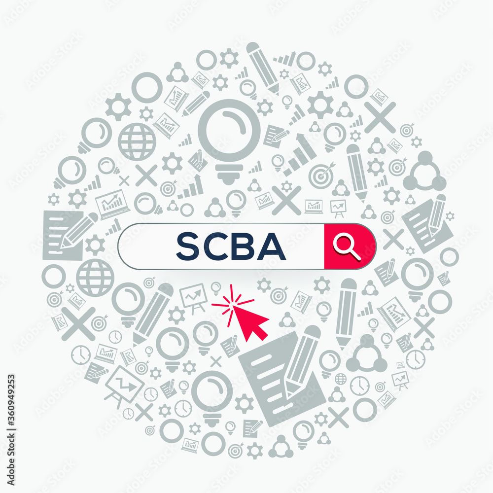 Obraz premium scba mean (social cost benefit analysis) Word written in search bar,Vector illustration. 
