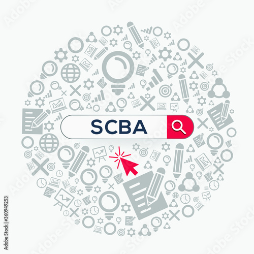 scba mean (social cost benefit analysis) Word written in search bar,Vector illustration.  © khaled