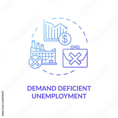 Demand efficient unemployment blue gradient concept icon. Loss of job position. Labour force issue. Social economic problem idea thin line illustration. Vector isolated outline RGB color drawing